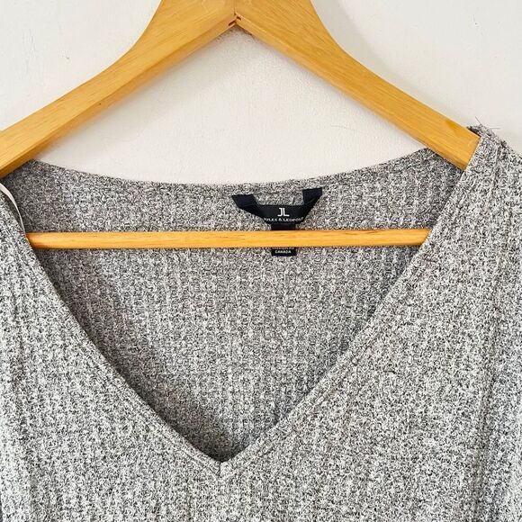 NWT Jules & Leopold Grey Knit Ribbed V-neck Long Sleeve T-shirt - Picture 5 of 6